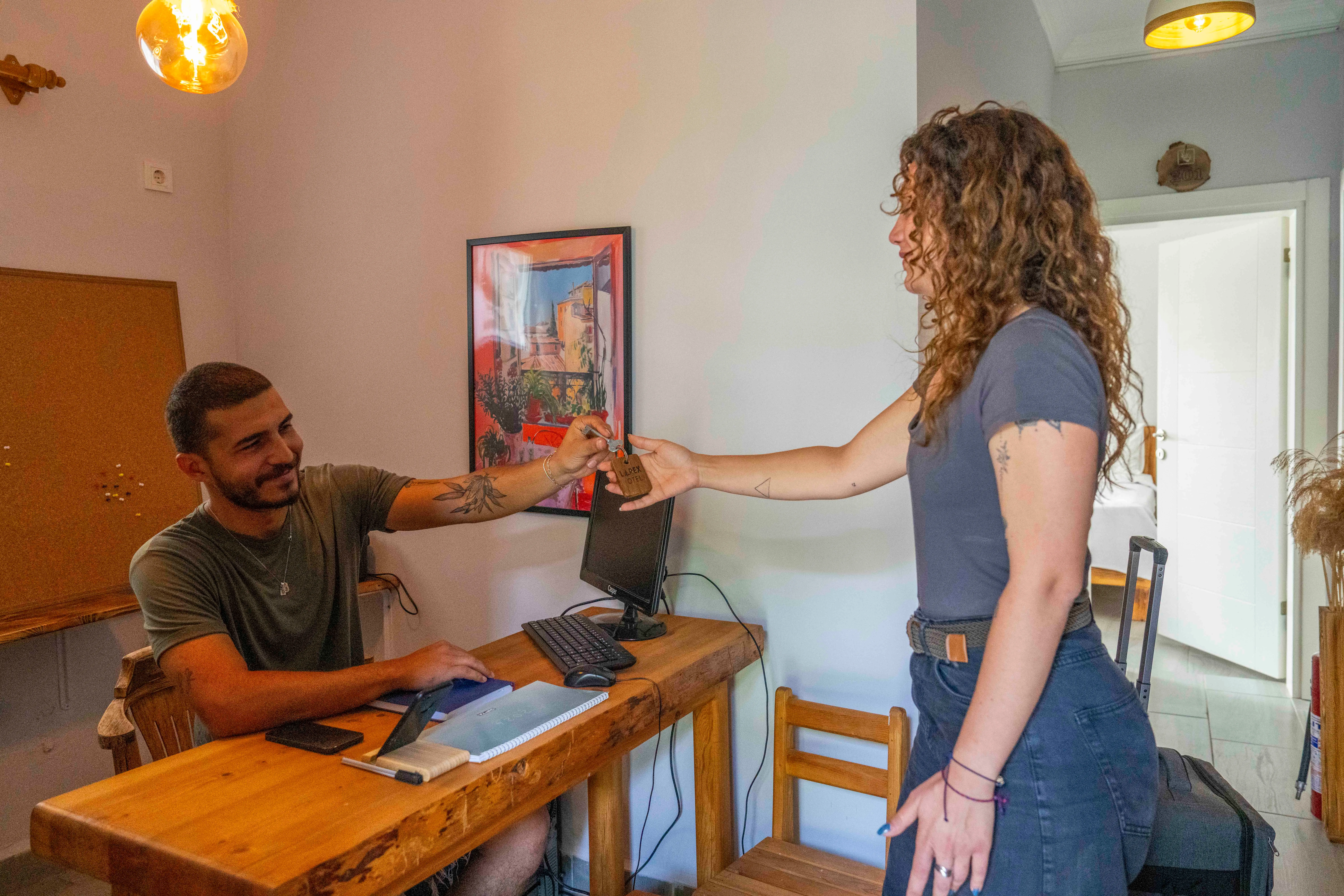 Friendly check-in at the Larex Pansiyon reception